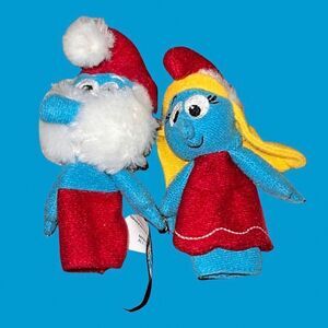 2010 Smurfs Finger Puppets by Macy’s, Papa Smurf & Smurfette Plush